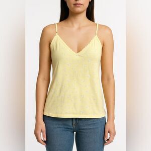 Vintage Yellow High Sierra Cami Top Floral V Neck Spaghetti Strap Size XXL